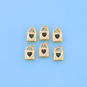 18K Gold Filled Lock Heart Pendant Lock Charm Bracelet Necklace for DIY Jewelry Making Supply