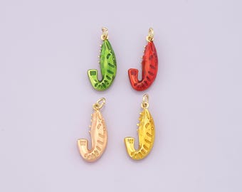 18K Gold Filled Enamel Shrimp Pendant,Ocean Charm Bracelet Necklace for DIY Jewelry Making Supply