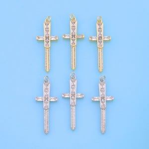 18K Gold Filled Sword Pendant,Sword Charm Bracelet Necklace for DIY Jewelry Making Supply
