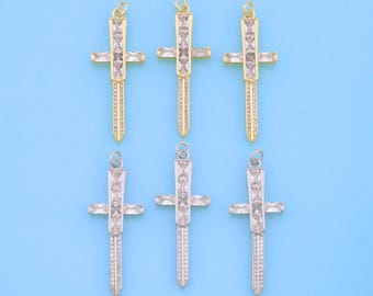 18K guldfyllt svärdhänge, svärdberlockarmband halsband för DIY smyckestillverkning