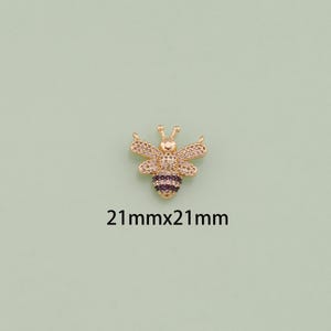 18K Gold Filled Bee Pendant,Dainty Bee Charm Bracelet Necklace for DIY Jewelry Making Supply