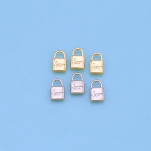 18K Gold Filled Lock Pendant,Dainty Lock Charm Bracelet Necklace for DIY Jewelry Making Supply