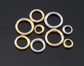 18k Gold filled Round Carabiner Clasp,Carabiner Lock Connector, Spring push gate for DIY Jewelry Clasp Finding Necklace Bracelet