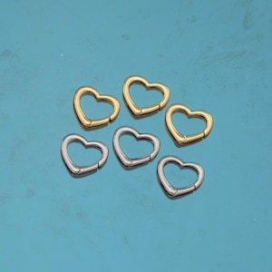 18K Gold Filled Heart Carabiner Clasp,Carabiner Lock Connector,Spring Push Gate For DIY Jewelry Clasp Finding Necklace Bracelet