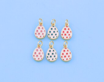 18K Gold Filled  Enamel Easter Egg Pendant,Egg Charm Bracelet Necklace for DIY Jewelry Making Supply