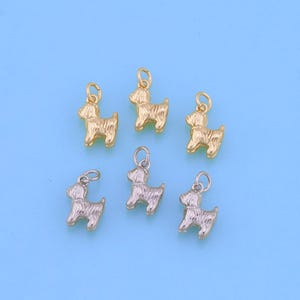 18K Gold Filled Dog Pendant,Dog Charm Bracelet Necklace for DIY Jewelry Making Supply