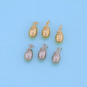 18K Gold Filled Grenade Pendant,Dainty Grenade Charm Bracelet Necklace for DIY Jewelry Making Supply