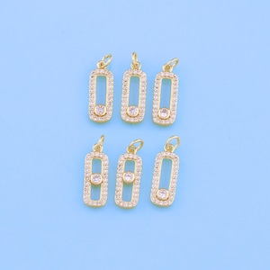 18K Gold Filled CZ Rectangle Pendant,Rectangle Charm Bracelet Necklace for DIY Jewelry Making Supply