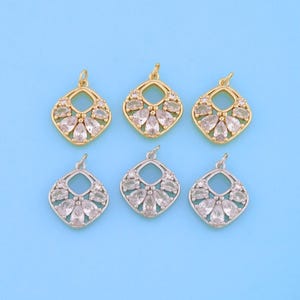 18K Gold Filled Rhombus Pendant,Rhombus Charm Bracelet Necklace for DIY Jewelry Making Supply