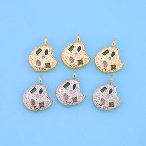 18K Gold Filled Biscuit Pendant,Biscuit Charm Bracelet Necklace for DIY Jewelry Making Supply