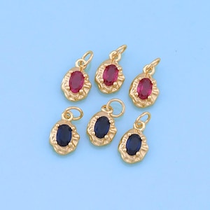 18K Gold Filled Oval Pendant,Crystal Oval Charm Bracelet Necklace for DIY Jewelry Making Supply