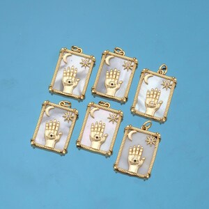 Pendentif cartes de tarot rempli d'or 18 carats, collier délicat de bracelet à breloques oeil de main pour la fabrication de bijoux à bricoler soi-même
