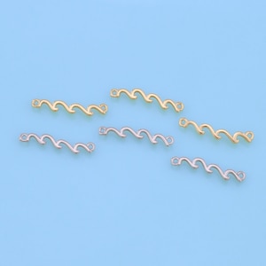 18K Gold Filled Wave Connector,Dainty Wave Charm Bracelet Necklace for DIY Jewelry Making Supply
