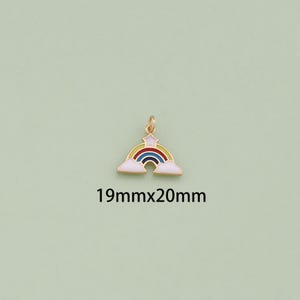 18K Gold Filled Rainbow Pendant,Dainty Rainbow Charm Bracelet Necklace for DIY Jewelry Making Supply