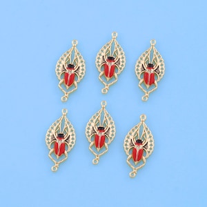 18K Gold Filled Enamel Insect Pendant,Insect Charm Bracelet Necklace for DIY Jewelry Making Supply