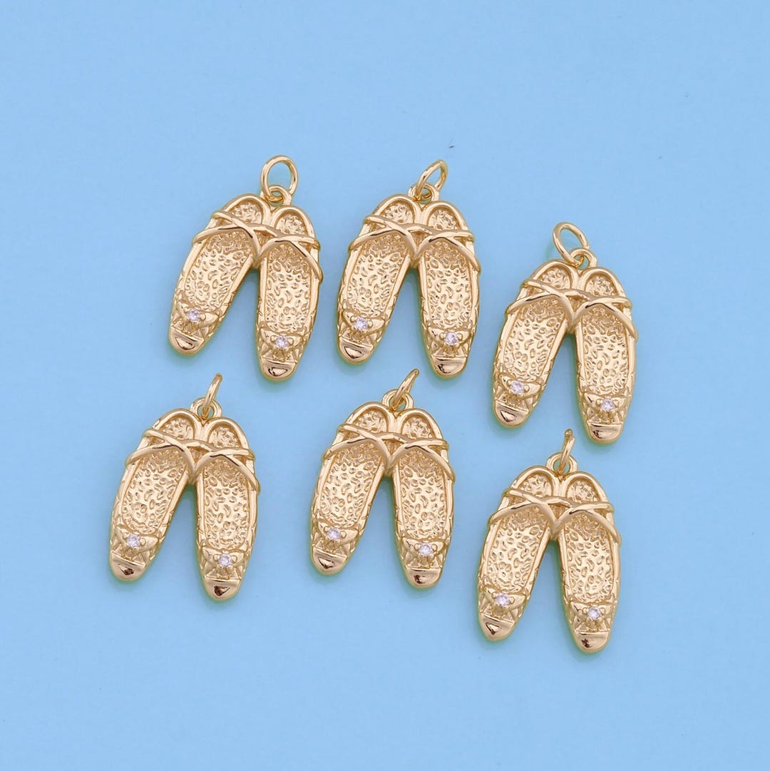18K Gold Filled Ballet Shoes Pendant,cz Micro Pave Ballet Shoes Charm ...