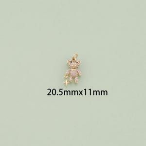 18K Gold Filled Bear Pendant,Dainty Bear Charm Bracelet Necklace for DIY Jewelry Making Supply