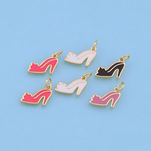 18K Gold Filled High heel Pendant,Enamel High heel Charm Bracelet Necklace for DIY Jewelry Making Supply