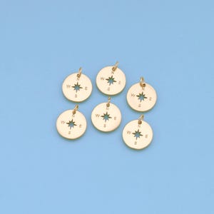 18K Gold Filled  Compass Pendant,Dainty North Star Charm Bracelet Necklace for DIY Jewelry Making Supply