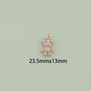 18K Gold Filled Bear Pendant,Dainty Bear Charm Bracelet Necklace for DIY Jewelry Making Supply