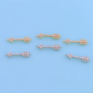 18K Gold Filled Arrow Connector,CZ Micro Pave Arrow Charm Bracelet Necklace for DIY Jewelry Making Supply
