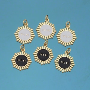 18K Gold Filled Angel Numbers Pendant,Enamel 11:11 Charm Bracelet Necklace for DIY Jewelry Making Supply
