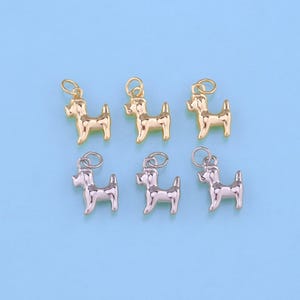 18K Gold Filled Dog Pendant,Pet Charm Bracelet Necklace for DIY Jewelry Making Supply