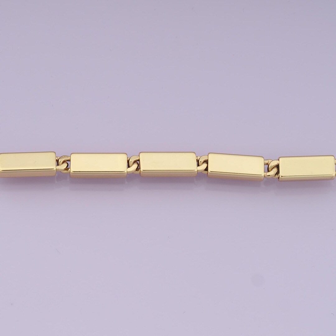 18K Gold Filled Rectangle Chain Necklace,rectangle Chain Necklace for ...
