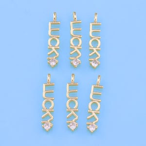 18K Gold Filled CZ Lucky Pendant,letter Necklace for DIY Jewelry Making Supply