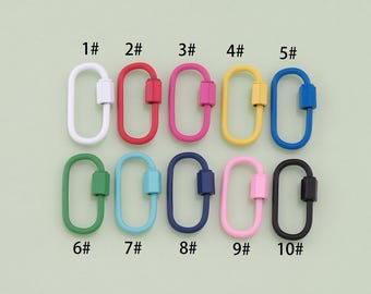 18K Gold Filled Enamel Oval Screw Clasp,Carabiner Lock Connector,Spring Push Gate For DIY Jewelry Clasp Finding Necklace Bracelet