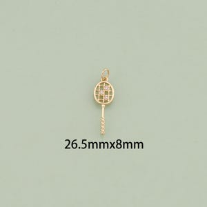 18K Gold Filled Badminton Racket  Pendant,Dainty Badminton Charm Bracelet Necklace for DIY Jewelry Making Supply