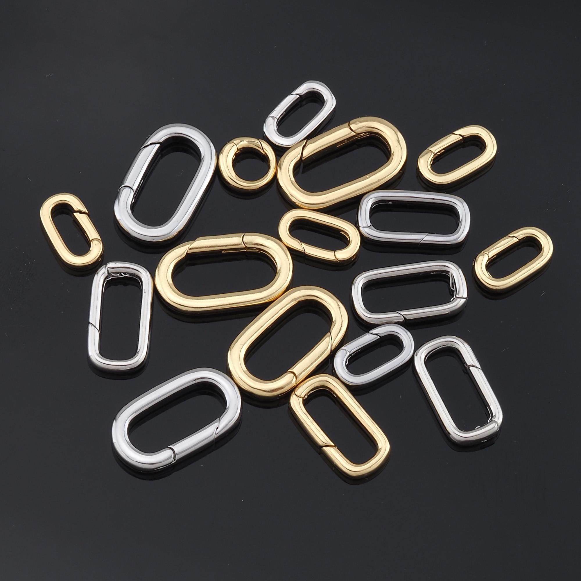 18k Gold filled Oval Carabiner Clasp,Carabiner Lock Connector, Spring push gate for DIY Jewelry Clasp Finding Necklace Bracelet