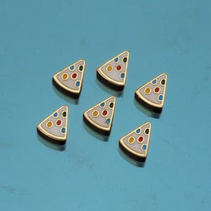18K Gold Filled Pizza Beads Pendant,Enamel Pizza Charm Bracelet Necklace for DIY Jewelry Making Supply