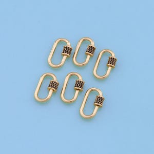 18K Gold Filled Oval Carabiner Clasp,Carabiner Lock Connector,Screw Lock For DIY Jewelry Clasp Finding Necklace Bracelet