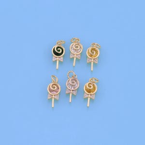 18K Gold Filled Cute Lollipop Pendant,Lollipop Charm Bracelet Necklace for DIY Jewelry Making Supply