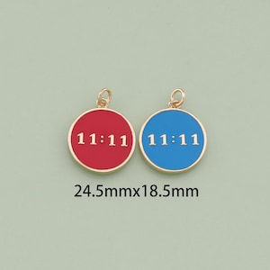 18 kt gold filled 11:11 hanger, sierlijke emaille geluksgetal bedelarmband ketting voor het maken van sieraden!
