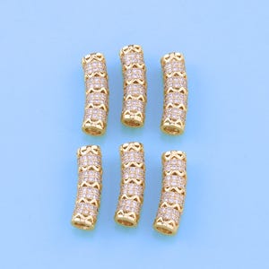 18K Gold Filled Tube Beads Pendant,Tube Charm Bracelet Necklace for DIY Jewelry Making Supply