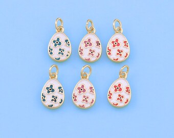 18K Gold Filled Enamel Easter Egg Pendant,Egg Charm Bracelet Necklace for DIY Jewelry Making Supply