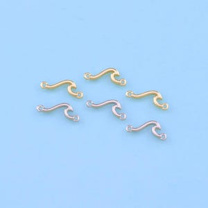18K Gold Filled Wave Connector,Dainty Wave Charm Bracelet Necklace for DIY Jewelry Making Supply