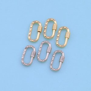 18K Gold Filled Oval Carabiner Clasp,Carabiner Lock Connector,Screw Lock For DIY Jewelry Clasp Finding Necklace Bracelet
