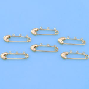 18K Gold Filled Heart Spring Push Gate Safety Pin Charm,Spring Push Gate Lock For DIY Jewelry Clasp Finding Necklace Bracelet