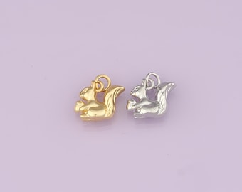 18K Gold Filled Squirrel Pendant,Animal Charm Bracelet Necklace for DIY Jewelry Making Supply