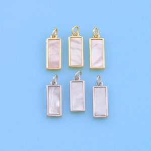 18K Gold Filled Enamel Rectangle Pendant,Rectangle Charm Bracelet Necklace for DIY Jewelry Making Supply