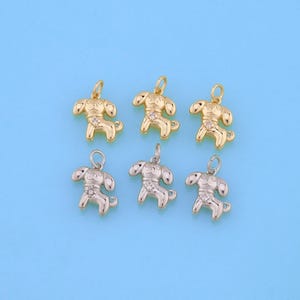 18K Gold Filled Dog Pendant,Dog Charm Bracelet Necklace for DIY Jewelry Making Supply