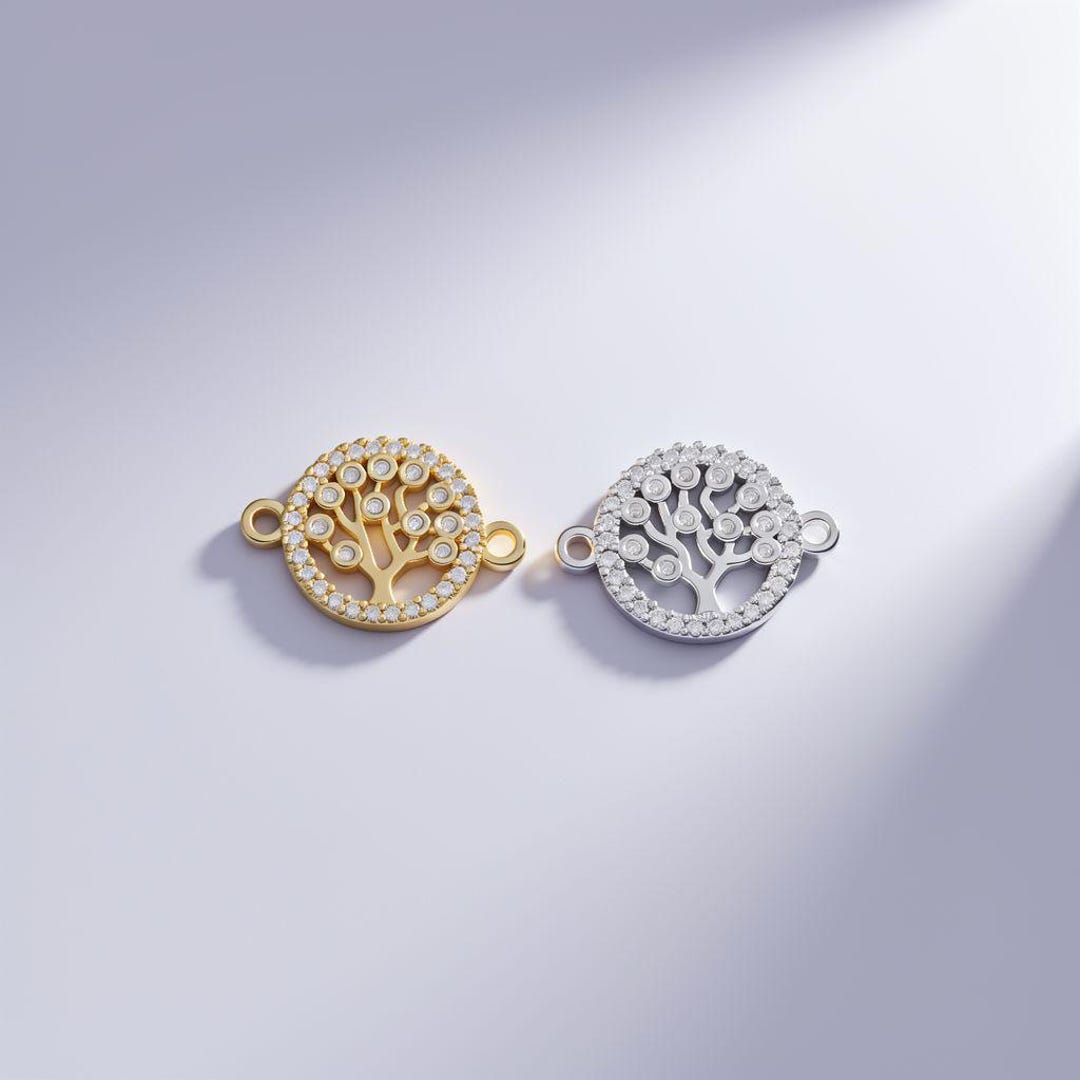 18K Gold Filled Tree of Life Connector, CZ Micro Pave Charm - Etsy
