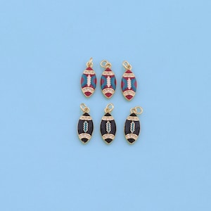 18K Gold Filled Football Pendant,Enamel Football Charm Bracelet Necklace for DIY Jewelry Making Supply