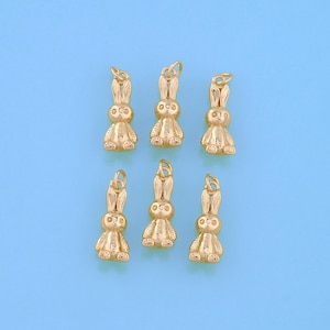 18K Gold Filled Rabbit Pendant,Rabbit Charm Bracelet Necklace for DIY Jewelry Making Supply