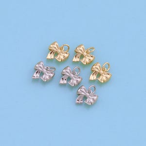 18K Gold Filled Tiny Bow Connector,Dainty Bow Tie Charm Bracelet Necklace for DIY Jewelry Making Supply