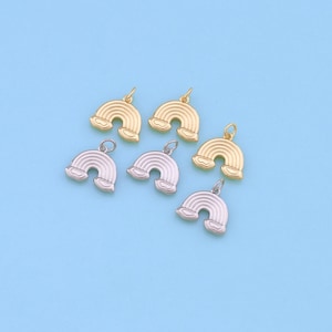 18K Gold Filled Rainbow Pendant,Dainty Rainbow Charm Bracelet Necklace for DIY Jewelry Making Supply