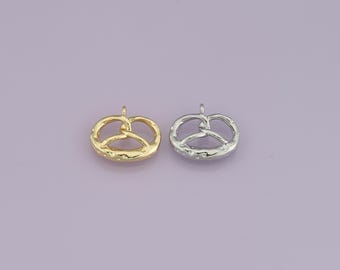 18K Gold Filled Pretzels Pendant,Pretzels Charm Bracelet Necklace for DIY Jewelry Making Supply